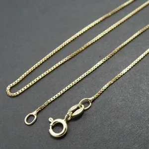 Authentic Gold Plated Sterling Silver Box Chain Necklace 1mm 16" - 30"