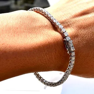 Authentic Celestial Moissanite Tennis Bracelet – 14K White‑Gold Plated Aura of Light