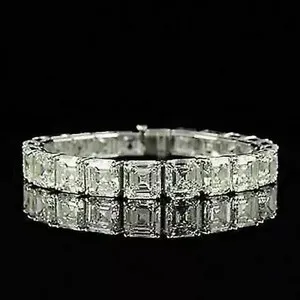 Authentic Celestial Radiance Asscher Cut Diamond Tennis Bracelet in 14K White Gold Finish