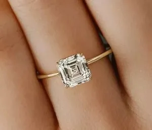 Authentic The Golden Symmetrical Beacon: 1.50Ct Asscher Cut Lab Grown Diamond Ring