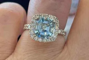 Authentic The Azure Tides Eternal: Asscher Aquamarine & Gold Talisman