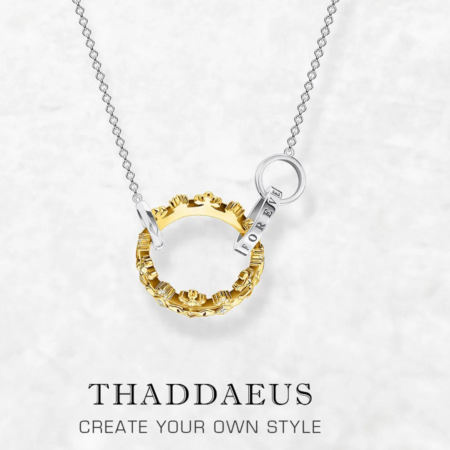 Royal Crown Gold Necklace Link Chain Elegant Fine Jewelry Europe 925 Stering Silver Brand Romantic