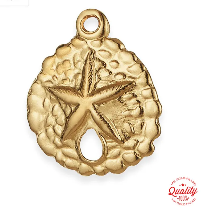 Authentic Sand Dollar 14K Gold Filled Pendant Sand Dollar Charm Jewelry for DIY Bracelet Necklace Making Jewelry Findings