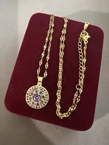 Authentic The Celestial Violet Vortex: 18k Gold Plated Spinner Talisman Ensemble