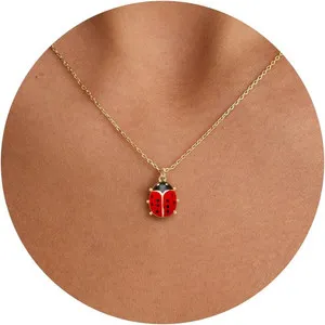 Authentic Gold Necklace -14K Gold Plated Ladybug,Honeycomb,Dragonfly Pigeon Bird,Hummingbi