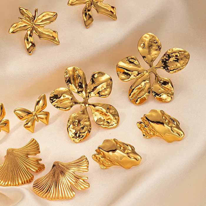 Authentic Ginkgo Blossom Golden Amulet Earrings