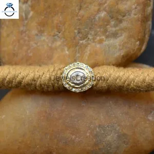 Authentic Radiant Solstice: Genuine Pave Diamond and Polki Bead Macrame Talisman