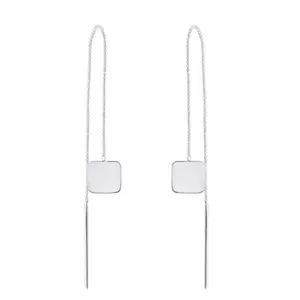 Authentic Luminous Cascade Thread Slide Earrings in 14K White Gold Plated Sterling Silver