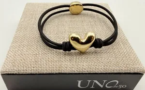 Authentic The Pulsing Beat 18k Gold-Plated and Black Elastic Heart Talisman