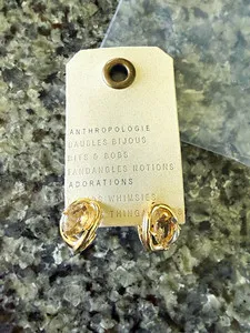 Authentic The Golden Chrysalis: 14K Gold Plated Champagne Crystal Studs