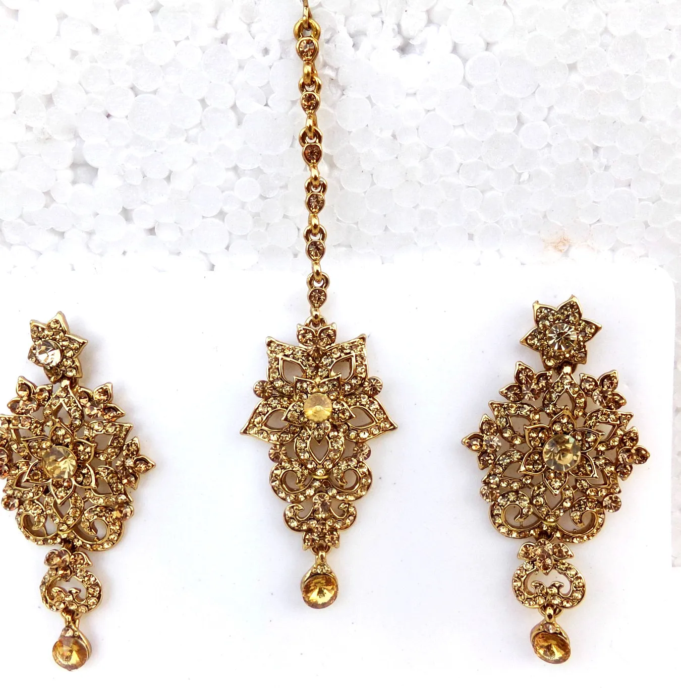 Authentic Celestial Radiance Tikka and Earring Set - Sacred Adornment for Divine Femininity