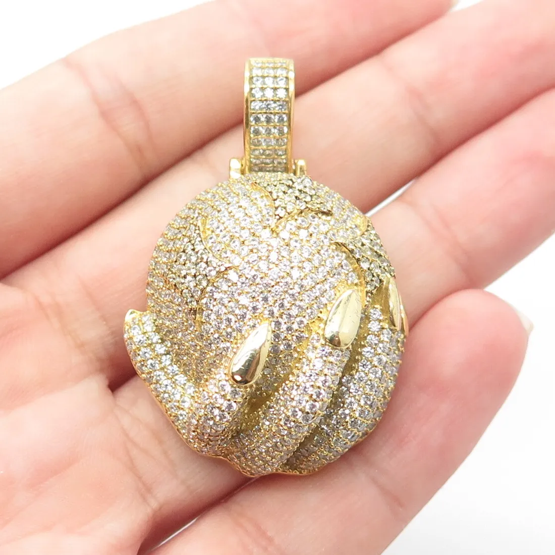 Authentic Hand of Abundance Globe Amulet - Celestial Bloom Gold Plated Pendant