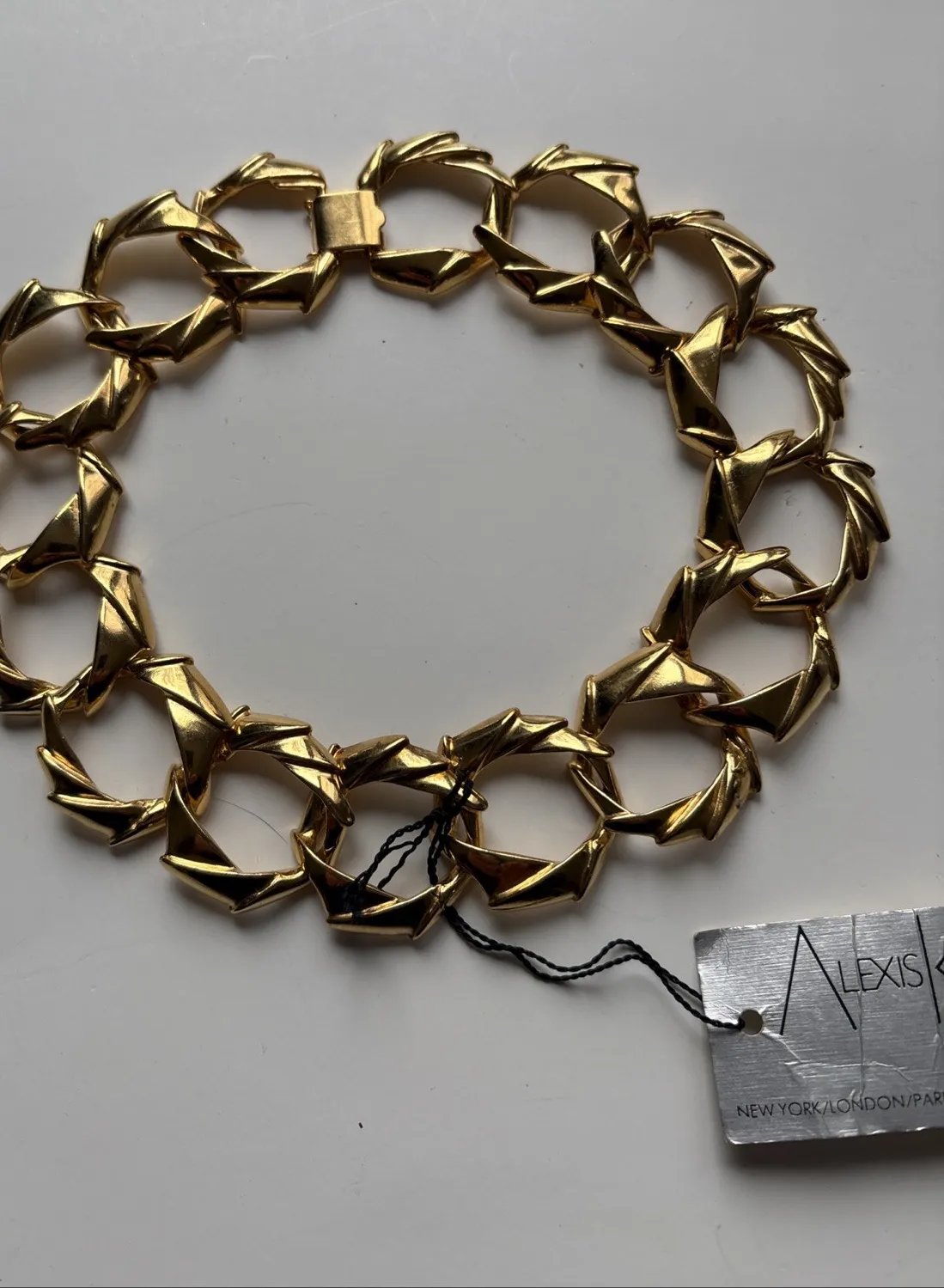 Authentic Alexis Kirk 80’s Runway Designer Chunky 14k Gold Plated Open Link Choker