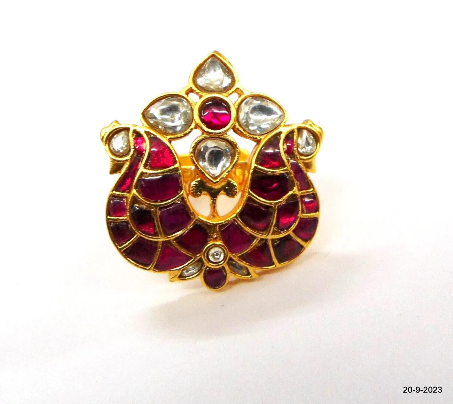Authentic Polki Gold Plated 925 Sterling Silver Ring Ethnic Handmade Hallmarked jewellery