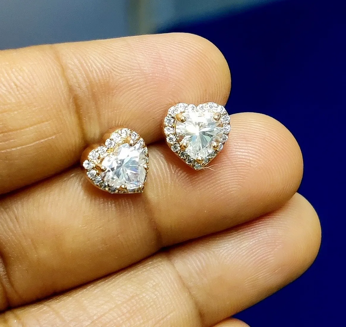 Authentic Radiant Heart of Eternal Devotion: Rose Gold Aura-Alignment Stud Earrings
