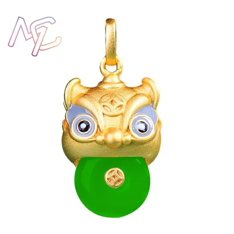 Gold plated  Jade Lion Pendant Necklace Health