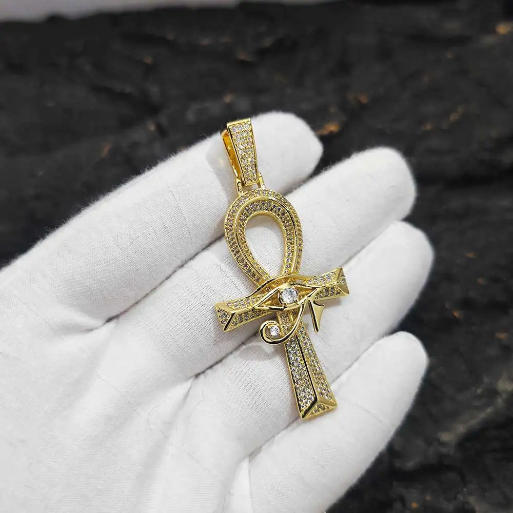 Gold plated  Ankh Cross with Eye Of Horus Pendant Health