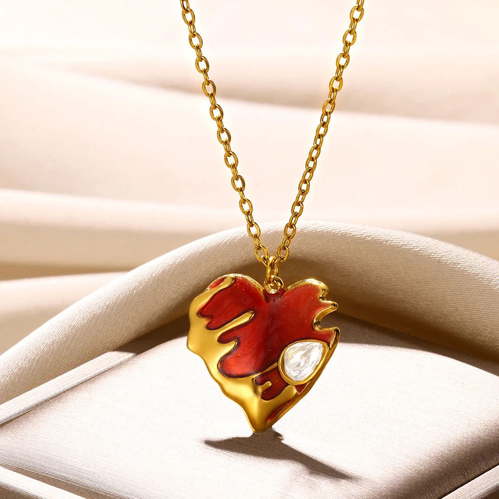 Gold plated  Heart Pendant Necklace Love