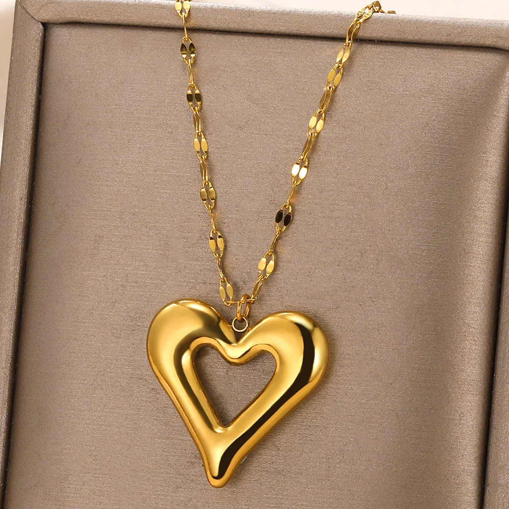 Gold plated  Heart Pendant Necklace Love