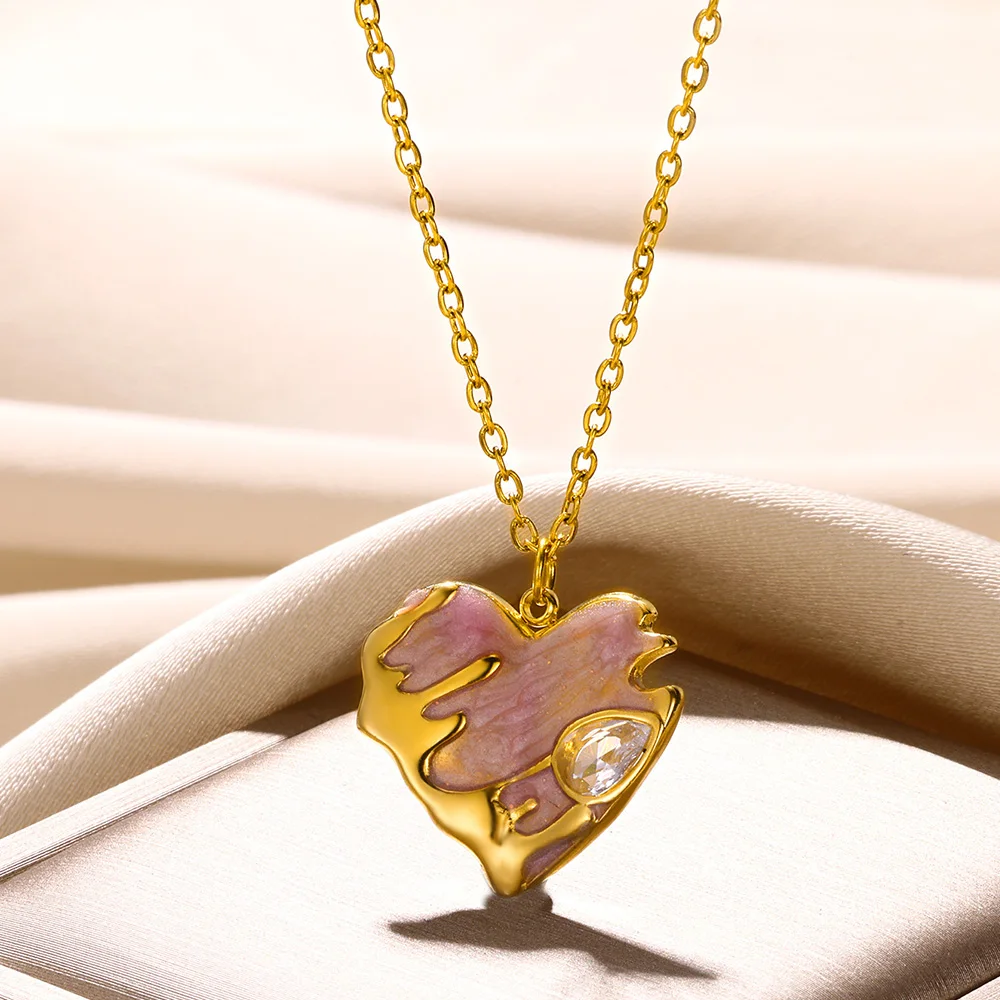 Gold plated  Heart Pendant Necklace Love