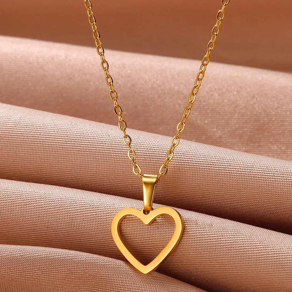 Gold plated  Heart Pendant Necklace Love