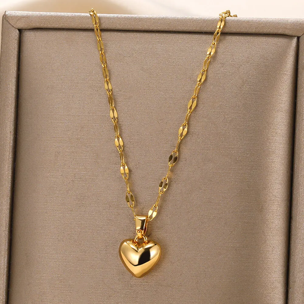 Gold plated  Heart Pendant Necklace Love