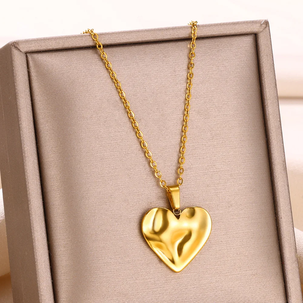 Gold plated  Heart Pendant Necklace Love