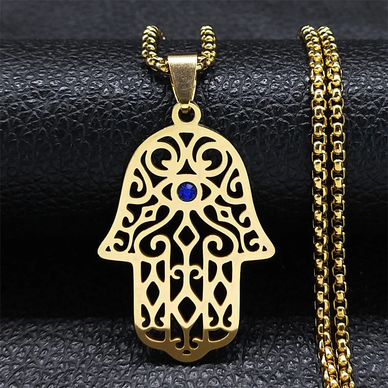 Gold plated  Hand Eye Lotus Necklace Fertility