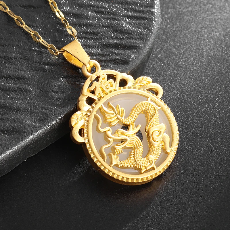 Gold plated  Dragon Pendant Necklace Protection