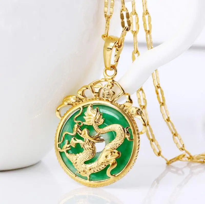 Gold plated  Dragon Pendant Necklace Protection