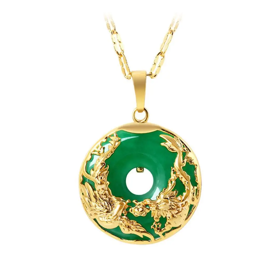 Gold plated  Dragon Jade Pendant Protection