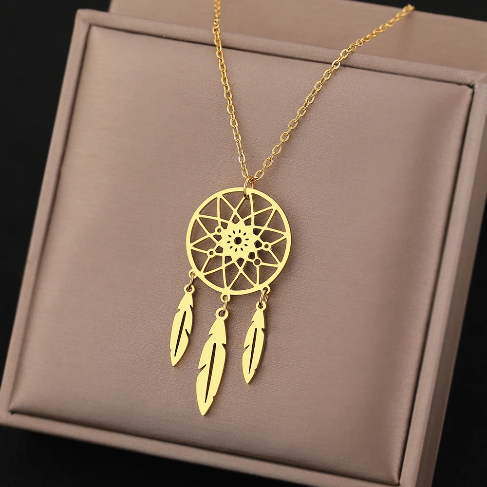 Gold plated  Dreamcatcher Necklace Luck