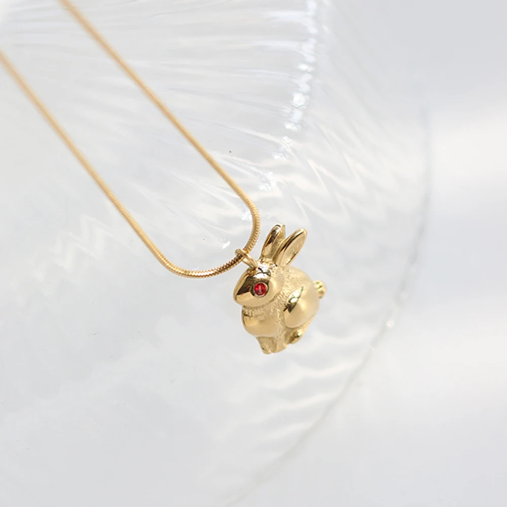 Gold plated  Rabbit Necklace Fertility