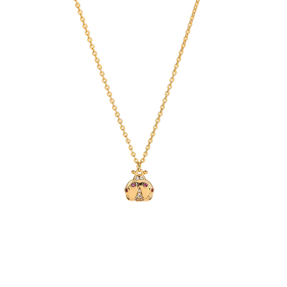 Gold plated  Ladybug Pendant Necklace Love