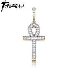 TOPGRILLZ Back Ankh Cross Necklace Mens