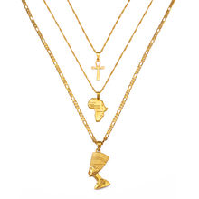 Necklaces Together Ankh Nefertiti Africa Map