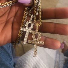 HipHop Ankh Cross Necklace Chain Iced