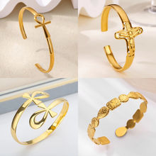 Ankh Cross Bracelet Gold Cross Cuff
