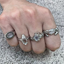 Punk Moonstone Irregular Geometric Ring Unisex