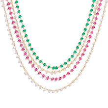Sparkling Crystal Necklace, Gold Plated ,