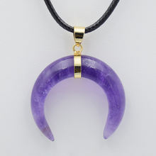 Crystal Crescent Moon Pendants Necklaces Tiger