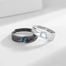 Retro Fashion Couple Ring Glaze Moonstone