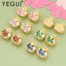 YEGUI,6pcs/lot,MG80,jewelry ,18k gold rhodium plated,,charms,zircons, pomegranate