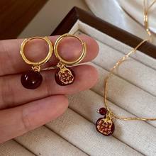 Red Pomegranate Pendant Necklace Sweet Cute