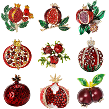 Rhinestone Pomegranate Brooches Unisex Fruit Pins