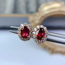 Garnet Silver Earrings 925 Silver Gemstone
