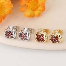Fashion Pomegranate Earrings Girls Red Crystal