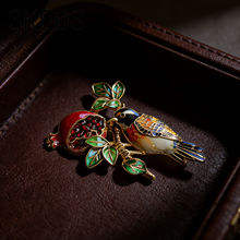 Crystal Pomegranate Bird Brooch Badges Fashion