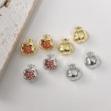 14K Gold Red Pomegranate Pendant Earrings