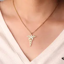 Staff Of Asclepius Necklace Scepter Caduceus
